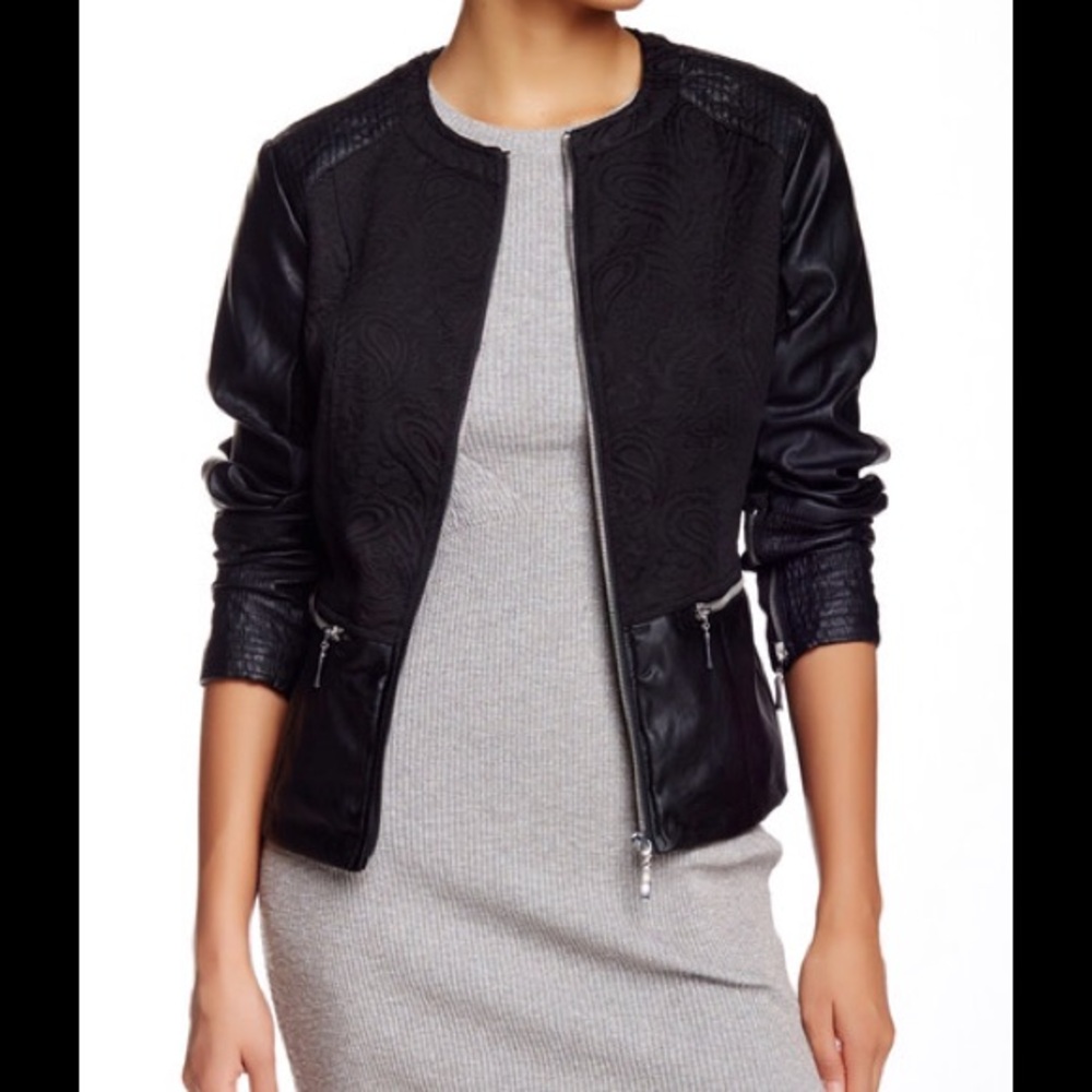 🎉🎉host pick🎉🎉Faux Leather & Jacquard Jacket.